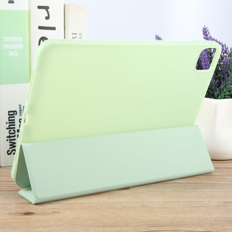 For iPad Air 11 2025 / 2024 GEBEI 3-folding Holder Shockproof Flip Leather Tablet Case(Green) by GEBEI