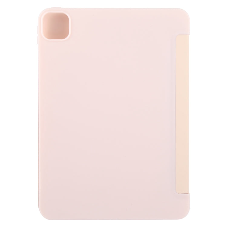For iPad Pro 11 2025 / 2024 GEBEI 3-folding Holder Shockproof Flip Leather Tablet Case(Pink) by GEBEI