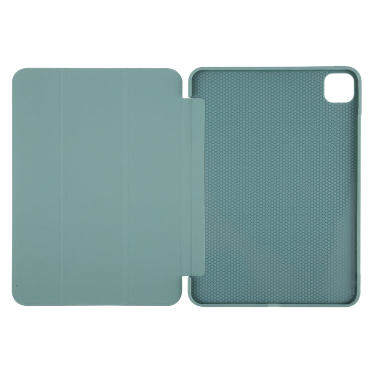 For iPad Air 13 2025 / 2024 GEBEI 3-folding Holder Shockproof Flip Leather Tablet Case(Dark Green) by GEBEI