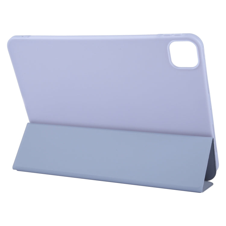 For iPad Pro 13 2025 / 2024 GEBEI 3-folding Holder Shockproof Flip Leather Tablet Case(Light Purple) by GEBEI