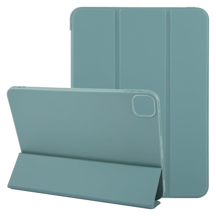 For iPad Pro 13 2025 / 2024 GEBEI 3-folding Holder Shockproof Flip Leather Tablet Case(Dark Green) by GEBEI