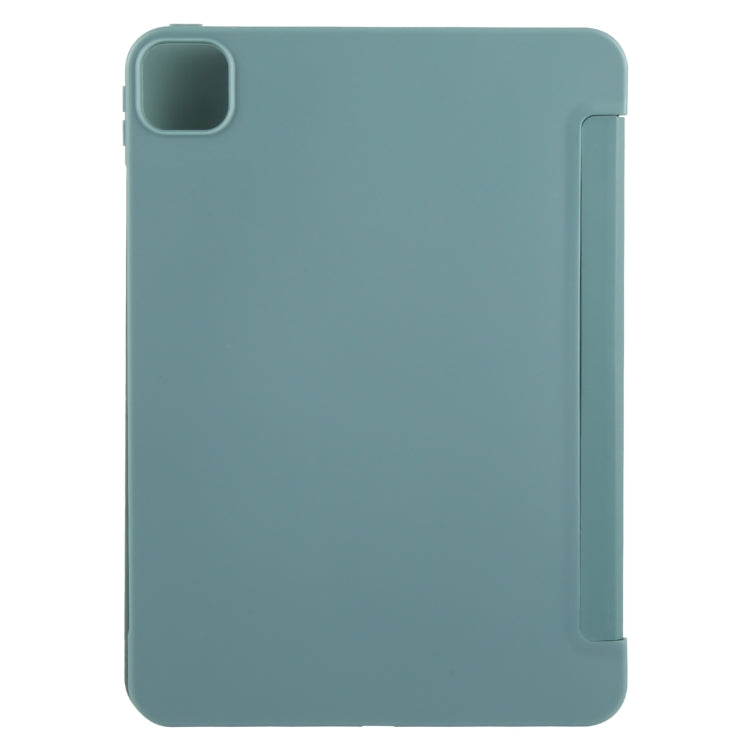 For iPad Pro 13 2025 / 2024 GEBEI 3-folding Holder Shockproof Flip Leather Tablet Case(Dark Green) by GEBEI