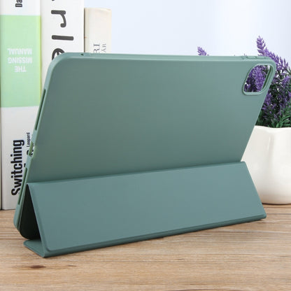 For iPad Pro 13 2025 / 2024 GEBEI 3-folding Holder Shockproof Flip Leather Tablet Case(Dark Green) by GEBEI