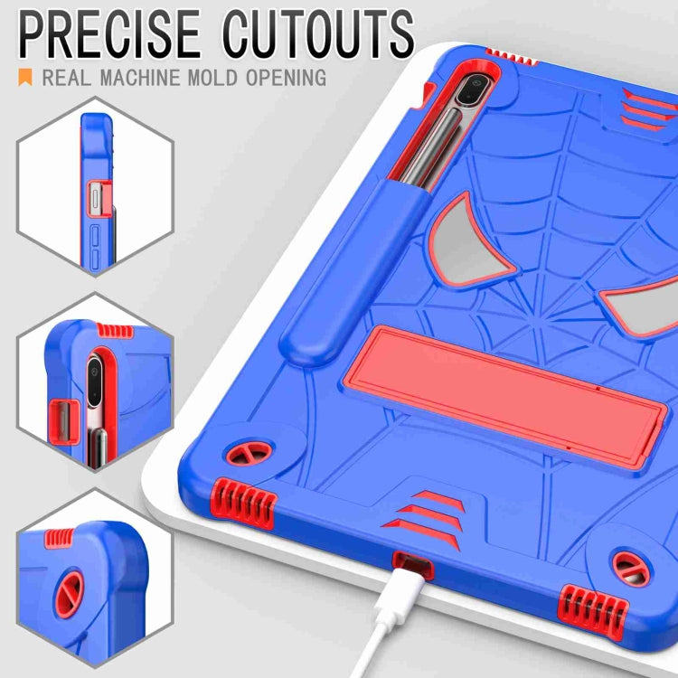 For Samsung Galaxy Tab S7 FE / S7+ / S8+ Spider Texture Silicone Hybrid PC Tablet Case with Shoulder Strap(Blue + Red) by bashfashion