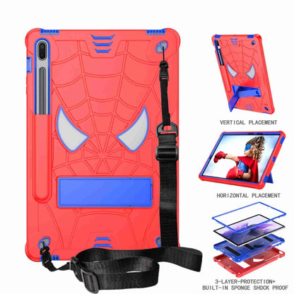 For Samsung Galaxy Tab S7 FE / S7+ / S8+ Spider Texture Silicone Hybrid PC Tablet Case with Shoulder Strap(Red + Blue) by bashfashion