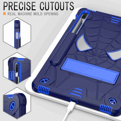 For Samsung Galaxy Tab S7 FE / S7+ / S8+ Spider Texture Silicone Hybrid PC Tablet Case with Shoulder Strap(Navy Blue + Blue) by bashfashion