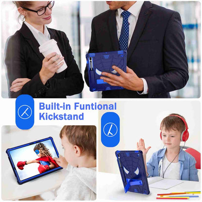 For Samsung Galaxy Tab S7 FE / S7+ / S8+ Spider Texture Silicone Hybrid PC Tablet Case with Shoulder Strap(Navy Blue + Blue) by bashfashion