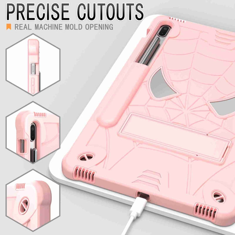 For Samsung Galaxy Tab S7 FE / S7+ / S8+ Spider Texture Silicone Hybrid PC Tablet Case with Shoulder Strap(Rose Gold) by bashfashion