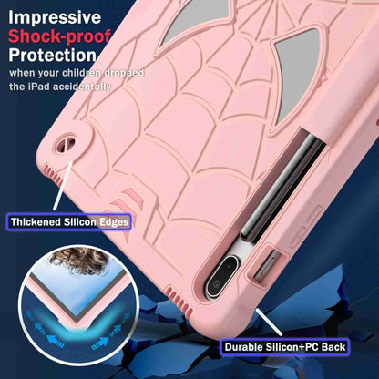 For Samsung Galaxy Tab S7 FE / S7+ / S8+ Spider Texture Silicone Hybrid PC Tablet Case with Shoulder Strap(Rose Gold) by bashfashion