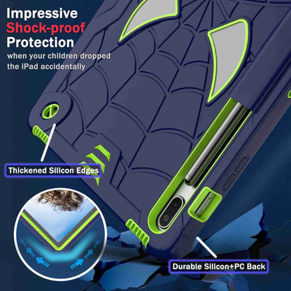 For Samsung Galaxy Tab S7 FE / S7+ / S8+ Spider Texture Silicone Hybrid PC Tablet Case with Shoulder Strap(Navy Blue + Yellow Green) by bashfashion