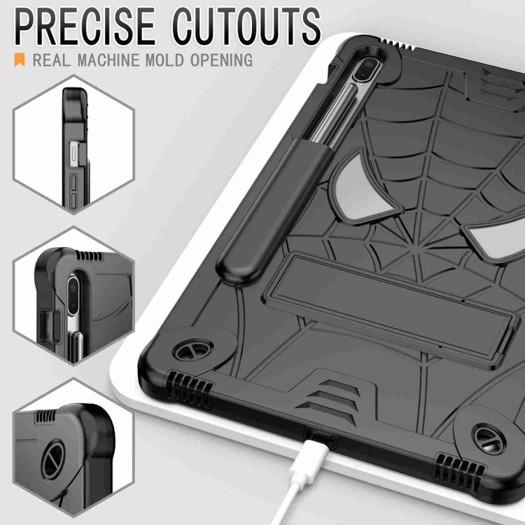 For Samsung Galaxy Tab S7 FE / S7+ / S8+ Spider Texture Silicone Hybrid PC Tablet Case with Shoulder Strap(Black) by bashfashion