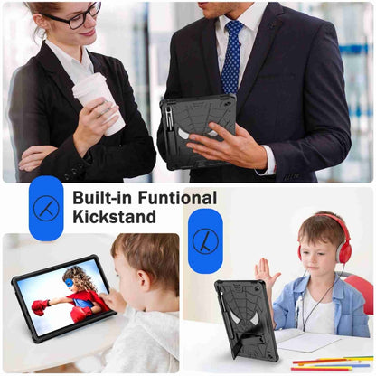 For Samsung Galaxy Tab S7 FE / S7+ / S8+ Spider Texture Silicone Hybrid PC Tablet Case with Shoulder Strap(Black) by bashfashion