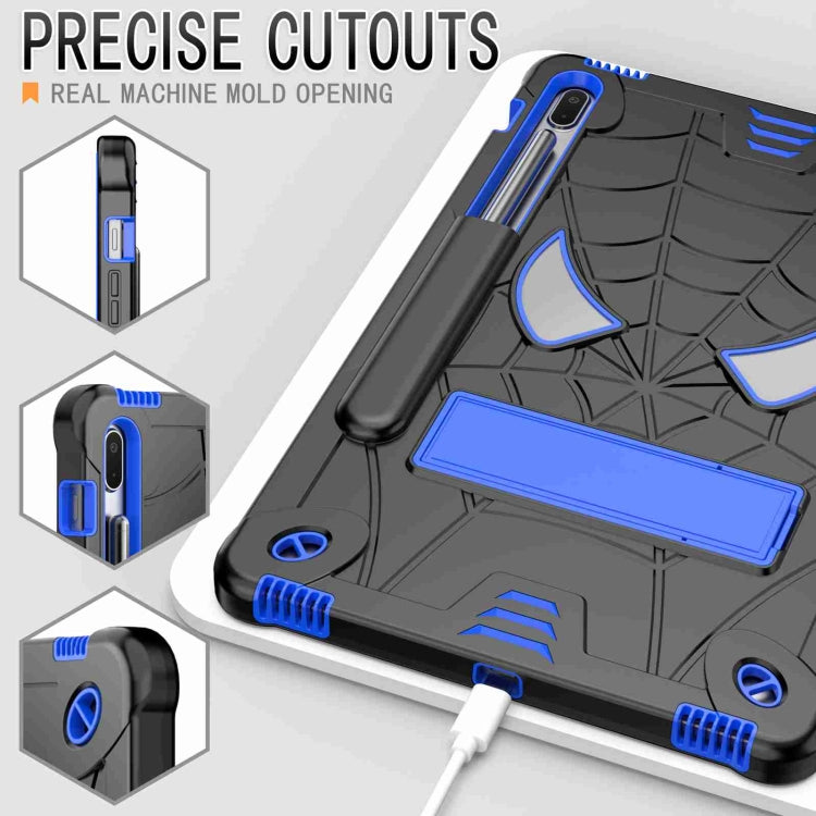 For Samsung Galaxy Tab S7 FE / S7+ / S8+ Spider Texture Silicone Hybrid PC Tablet Case with Shoulder Strap(Black + Blue) by bashfashion