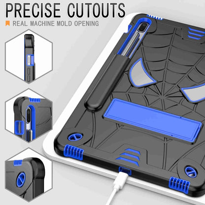 For Samsung Galaxy Tab S7 FE / S7+ / S8+ Spider Texture Silicone Hybrid PC Tablet Case with Shoulder Strap(Black + Blue) by bashfashion