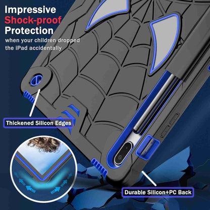 For Samsung Galaxy Tab S7 FE / S7+ / S8+ Spider Texture Silicone Hybrid PC Tablet Case with Shoulder Strap(Black + Blue) by bashfashion