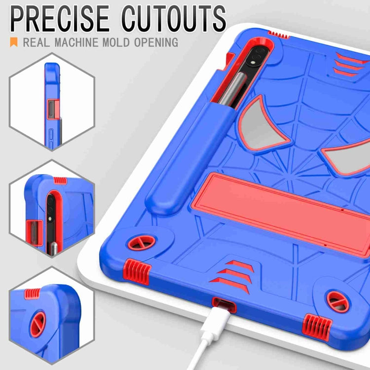 For Samsung Galaxy Tab S7 / S8 Spider Texture Silicone Hybrid PC Tablet Case with Shoulder Strap(Blue + Red) by bashfashion