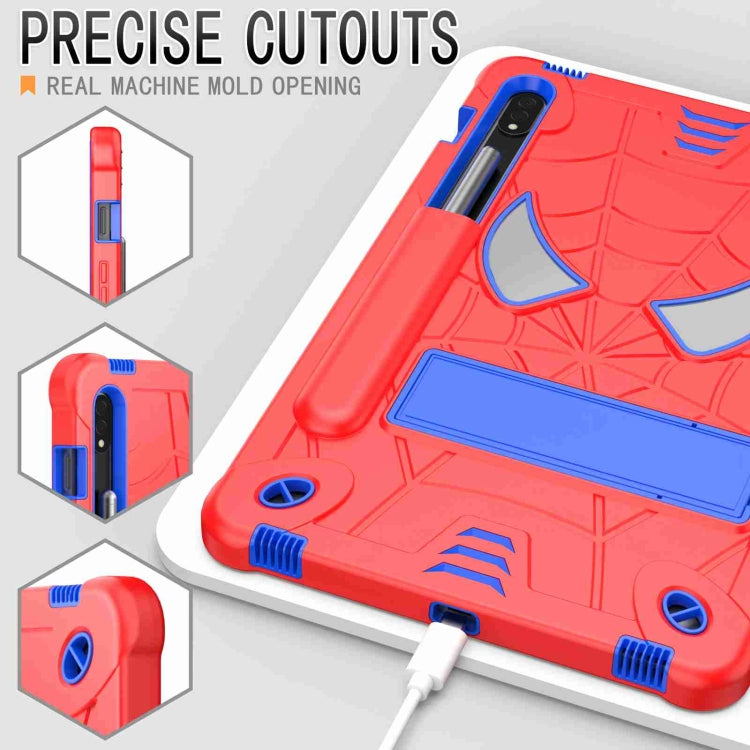 For Samsung Galaxy Tab S7 / S8 Spider Texture Silicone Hybrid PC Tablet Case with Shoulder Strap(Red + Blue) by bashfashion