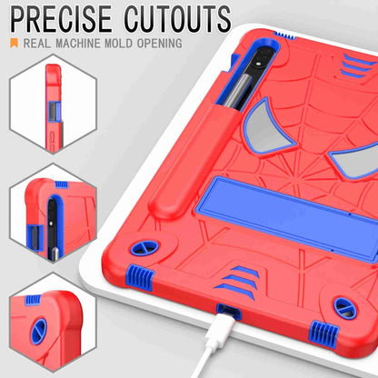 For Samsung Galaxy Tab S7 / S8 Spider Texture Silicone Hybrid PC Tablet Case with Shoulder Strap(Red + Blue) by bashfashion