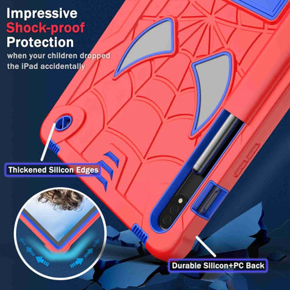For Samsung Galaxy Tab S7 / S8 Spider Texture Silicone Hybrid PC Tablet Case with Shoulder Strap(Red + Blue) by bashfashion