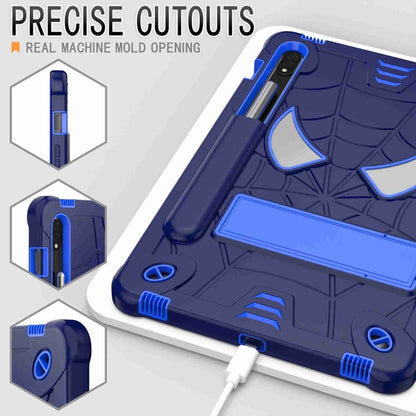 For Samsung Galaxy Tab S7 / S8 Spider Texture Silicone Hybrid PC Tablet Case with Shoulder Strap(Navy Blue + Blue) by bashfashion