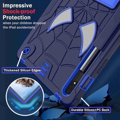 For Samsung Galaxy Tab S7 / S8 Spider Texture Silicone Hybrid PC Tablet Case with Shoulder Strap(Navy Blue + Blue) by bashfashion