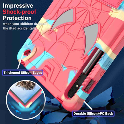 For Samsung Galaxy Tab S7 / S8 Spider Texture Silicone Hybrid PC Tablet Case with Shoulder Strap(Camouflage + Rose Red) by bashfashion