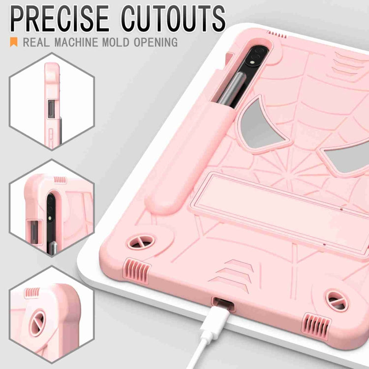 For Samsung Galaxy Tab S7 / S8 Spider Texture Silicone Hybrid PC Tablet Case with Shoulder Strap(Rose Gold) by bashfashion