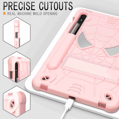 For Samsung Galaxy Tab S7 / S8 Spider Texture Silicone Hybrid PC Tablet Case with Shoulder Strap(Rose Gold) by bashfashion