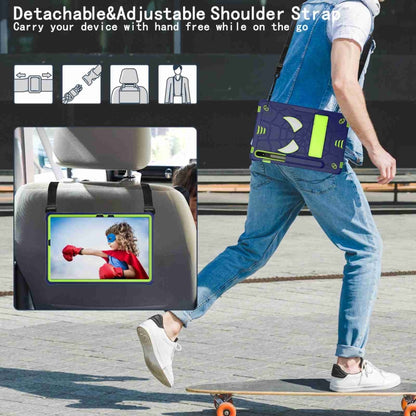 For Samsung Galaxy Tab S7 / S8 Spider Texture Silicone Hybrid PC Tablet Case with Shoulder Strap(Navy Blue + Yellow Green) by bashfashion