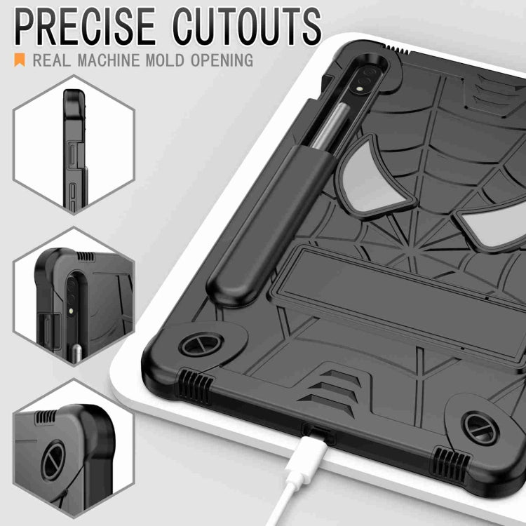 For Samsung Galaxy Tab S7 / S8 Spider Texture Silicone Hybrid PC Tablet Case with Shoulder Strap(Black) by bashfashion