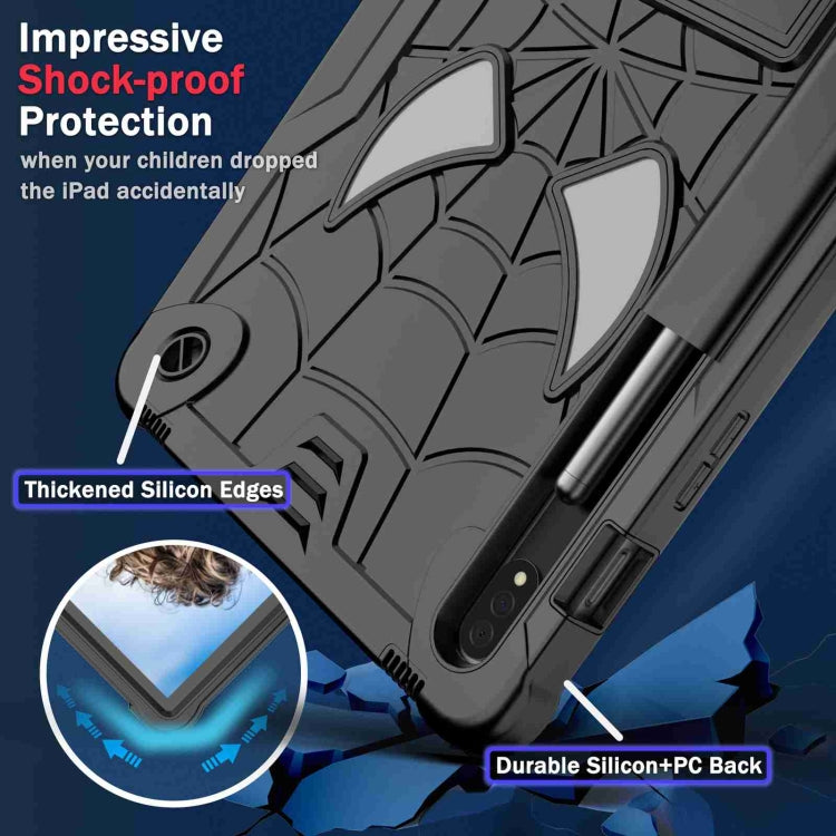 For Samsung Galaxy Tab S7 / S8 Spider Texture Silicone Hybrid PC Tablet Case with Shoulder Strap(Black) by bashfashion