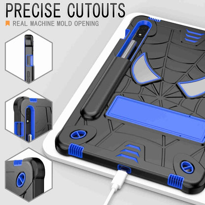 For Samsung Galaxy Tab S7 / S8 Spider Texture Silicone Hybrid PC Tablet Case with Shoulder Strap(Black + Blue) by bashfashion