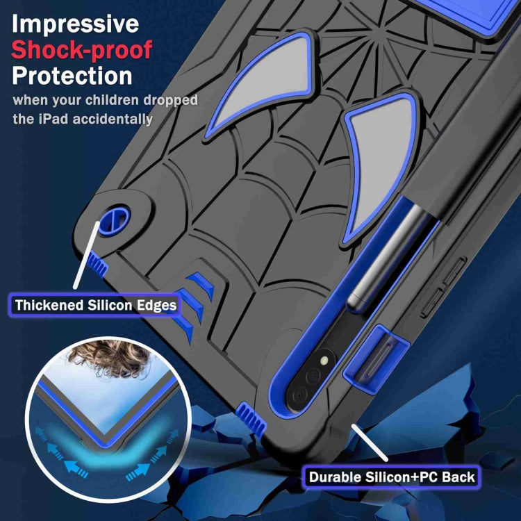 For Samsung Galaxy Tab S7 / S8 Spider Texture Silicone Hybrid PC Tablet Case with Shoulder Strap(Black + Blue) by bashfashion