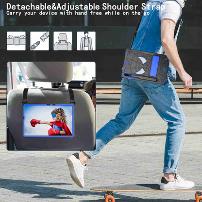 For Samsung Galaxy Tab S7 / S8 Spider Texture Silicone Hybrid PC Tablet Case with Shoulder Strap(Black + Blue) by bashfashion