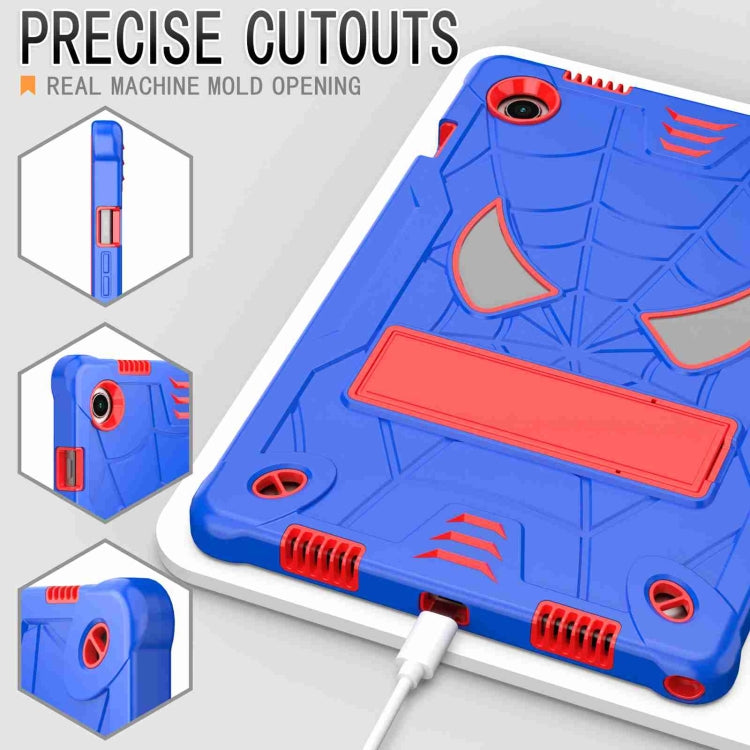 For Samsung Galaxy Tab A8 10.5 2021 Spider Texture Silicone Hybrid PC Tablet Case with Shoulder Strap(Blue + Red) by bashfashion