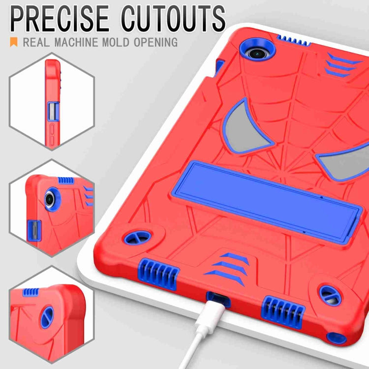 For Samsung Galaxy Tab A8 10.5 2021 Spider Texture Silicone Hybrid PC Tablet Case with Shoulder Strap(Red + Blue) by bashfashion