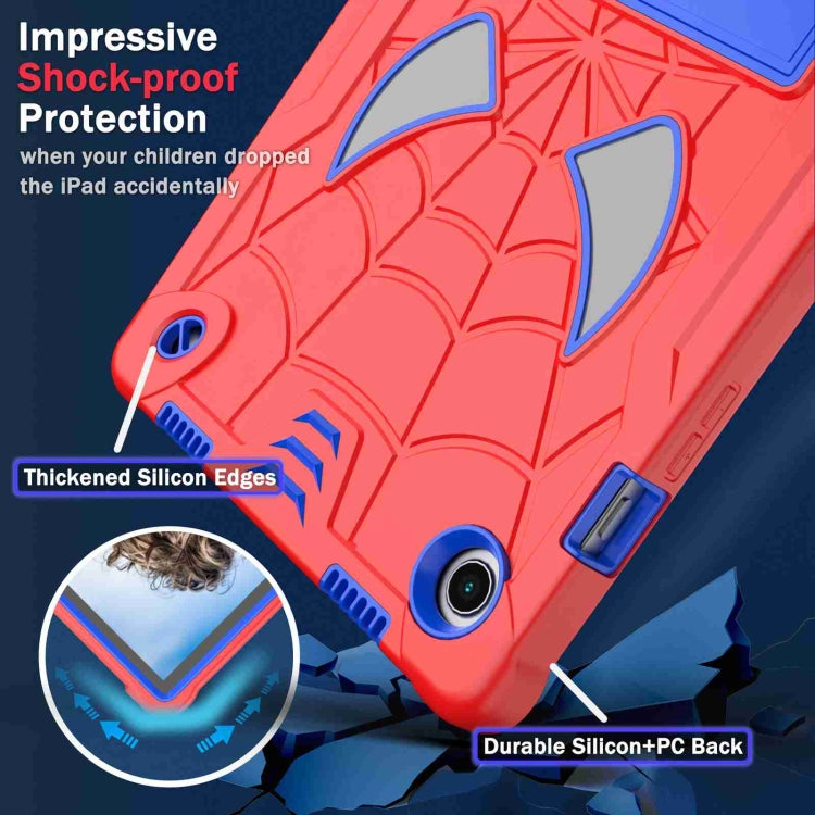 For Samsung Galaxy Tab A8 10.5 2021 Spider Texture Silicone Hybrid PC Tablet Case with Shoulder Strap(Red + Blue) by bashfashion