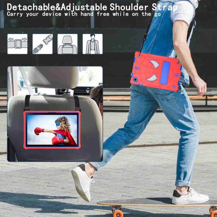 For Samsung Galaxy Tab A8 10.5 2021 Spider Texture Silicone Hybrid PC Tablet Case with Shoulder Strap(Red + Blue) by bashfashion