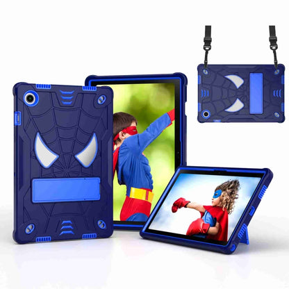 For Samsung Galaxy Tab A8 10.5 2021 Spider Texture Silicone Hybrid PC Tablet Case with Shoulder Strap(Navy Blue + Blue) by bashfashion