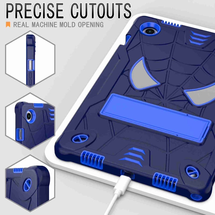 For Samsung Galaxy Tab A8 10.5 2021 Spider Texture Silicone Hybrid PC Tablet Case with Shoulder Strap(Navy Blue + Blue) by bashfashion