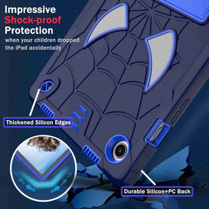 For Samsung Galaxy Tab A8 10.5 2021 Spider Texture Silicone Hybrid PC Tablet Case with Shoulder Strap(Navy Blue + Blue) by bashfashion