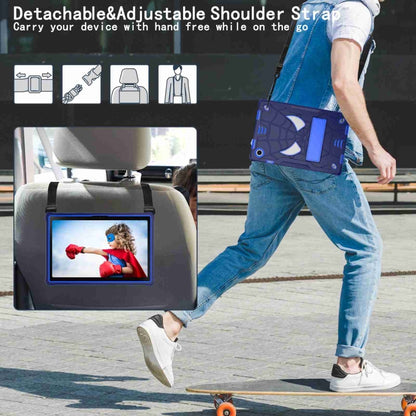 For Samsung Galaxy Tab A8 10.5 2021 Spider Texture Silicone Hybrid PC Tablet Case with Shoulder Strap(Navy Blue + Blue) by bashfashion