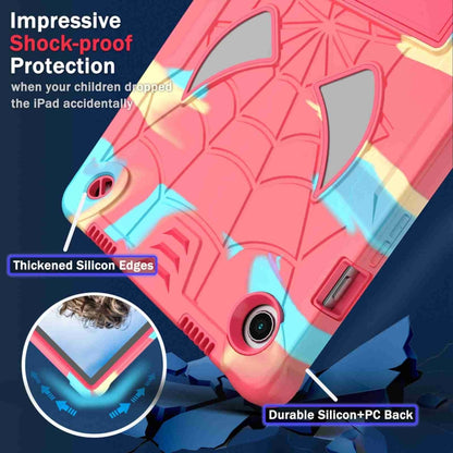 For Samsung Galaxy Tab A8 10.5 2021 Spider Texture Silicone Hybrid PC Tablet Case with Shoulder Strap(Camouflage + Rose Red) by bashfashion