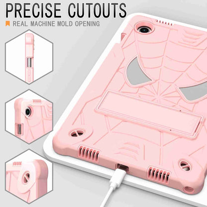 For Samsung Galaxy Tab A8 10.5 2021 Spider Texture Silicone Hybrid PC Tablet Case with Shoulder Strap(Rose Gold) by bashfashion