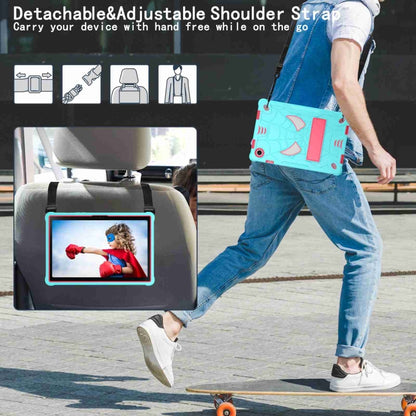 For Samsung Galaxy Tab A8 10.5 2021 Spider Texture Silicone Hybrid PC Tablet Case with Shoulder Strap(Mint Green + Rose Red) by bashfashion