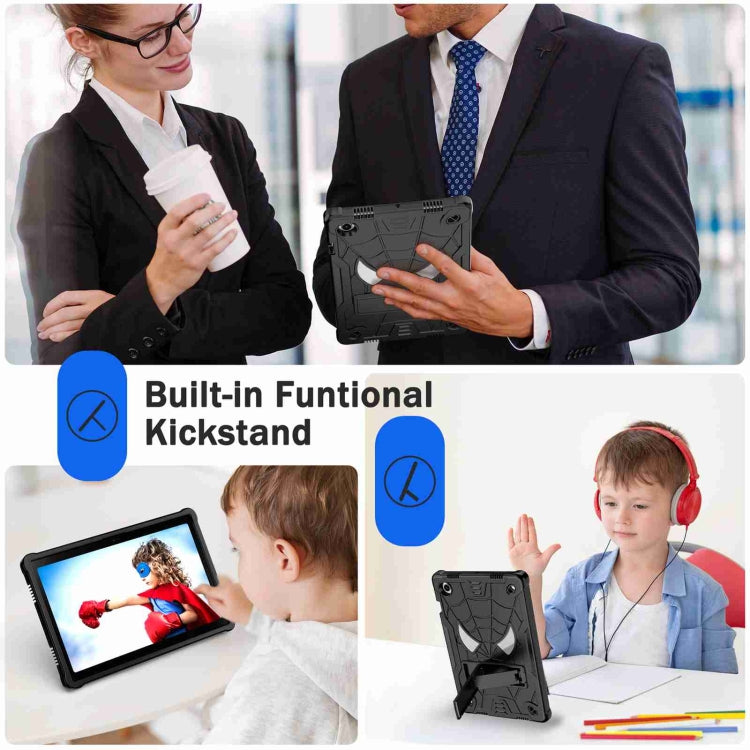 For Samsung Galaxy Tab A8 10.5 2021 Spider Texture Silicone Hybrid PC Tablet Case with Shoulder Strap(Black) by bashfashion