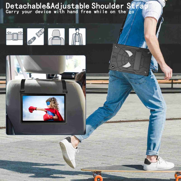 For Samsung Galaxy Tab A8 10.5 2021 Spider Texture Silicone Hybrid PC Tablet Case with Shoulder Strap(Black) by bashfashion
