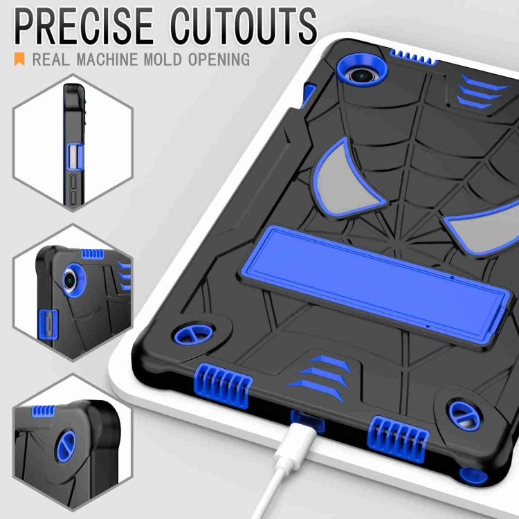 For Samsung Galaxy Tab A8 10.5 2021 Spider Texture Silicone Hybrid PC Tablet Case with Shoulder Strap(Black + Blue) by bashfashion