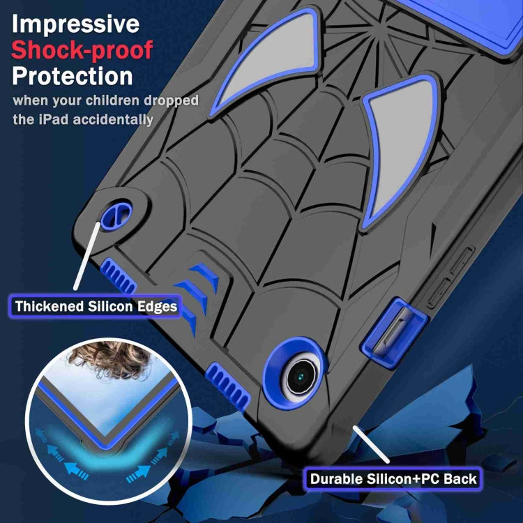 For Samsung Galaxy Tab A8 10.5 2021 Spider Texture Silicone Hybrid PC Tablet Case with Shoulder Strap(Black + Blue) by bashfashion