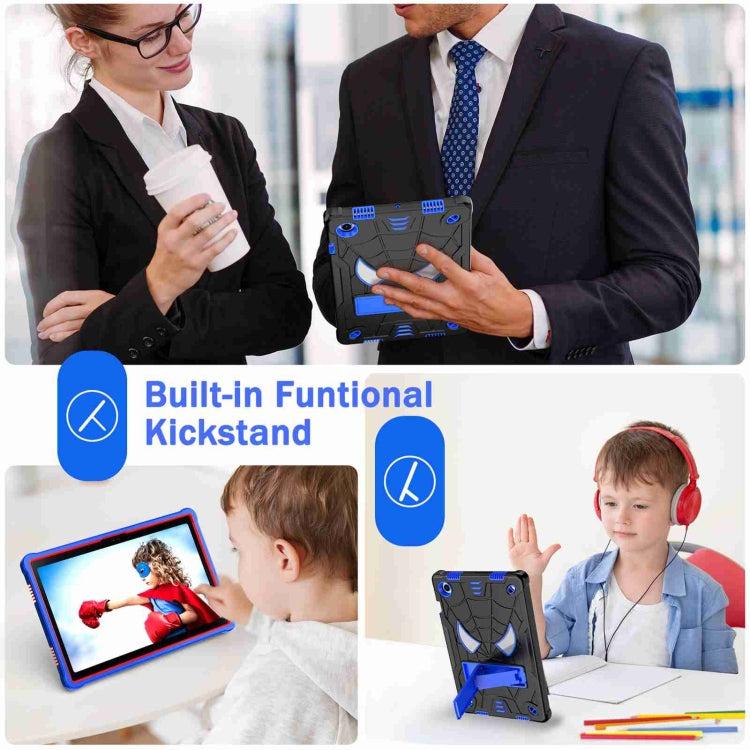 For Samsung Galaxy Tab A8 10.5 2021 Spider Texture Silicone Hybrid PC Tablet Case with Shoulder Strap(Black + Blue) by bashfashion